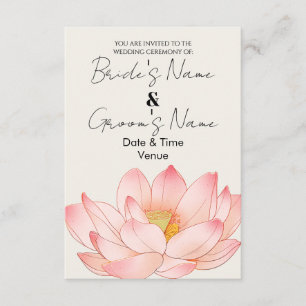 Convite de Casamento Elegante com Lótus em Aquarel