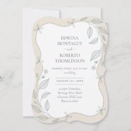 Convite de Casamento Elegante com Moldura Botânica