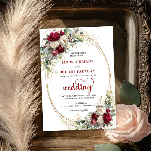 Convite de Casamento Elegante com Moldura Dourada