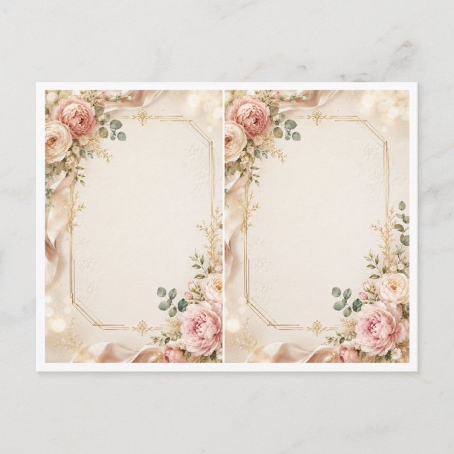 Convite de Casamento Elegante com Moldura Dourada  (Frente)