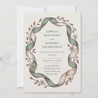 Convite de Casamento Elegante com Moldura Floral d