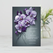 Convite de casamento elegante com orquídeas.