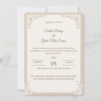Convite de Casamento Elegante com Padrões Florais