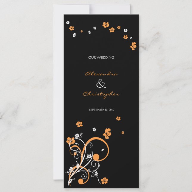Convite de Casamento Elegante com Redemoinhos e Fl (Frente)