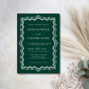 Convite de Casamento Elegante com Renda Branca Esm