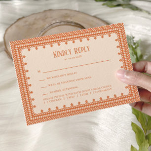 Convite de Casamento Elegante com Renda de Pêssego