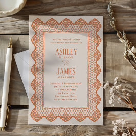 Convite de Casamento Elegante com Renda Peach Chan
