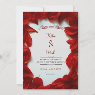 Convite de Casamento Elegante com Rosas Vermelhas