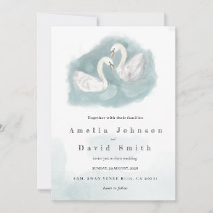 Convite de casamento elegante com tema de aquarela