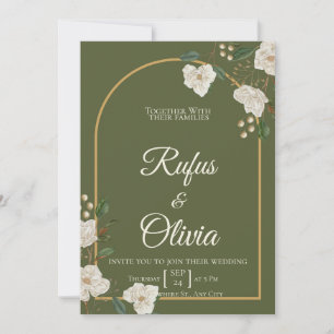 Convite de Casamento Elegante com Verdura Verde