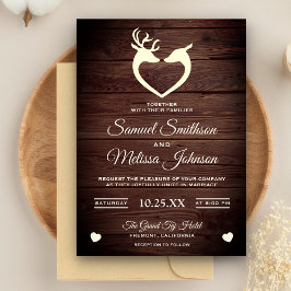Convite de Casamento Elegante Coração de Veado Mad