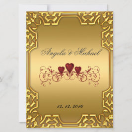 Convite de Casamento Elegante Corações Vermelhos D