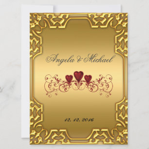 Convite de Casamento Elegante Corações Vermelhos D