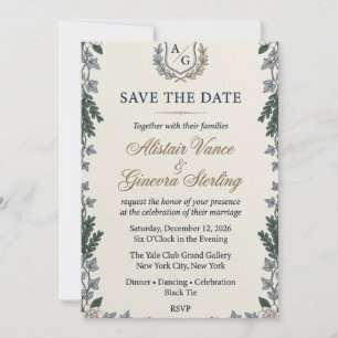 Convite de Casamento Elegante Crest & Ivy
