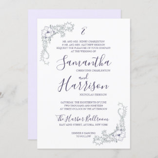 Convite de casamento elegante da lavanda e mínimo