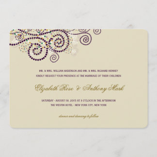 Convite de casamento Elegante de espirais roxas de