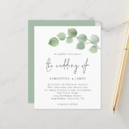 Convite de Casamento Elegante de Eucalipto Econômi