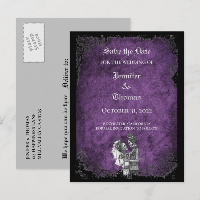 Convite de casamento elegante de halloween para sa (Frente/Verso)