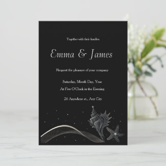 Convite de Casamento Elegante de Praia com Concha