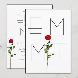 Convite De Casamento Elegante De Rosa Monograma De