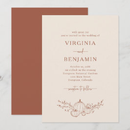 Convite de Casamento Elegante de Terracota