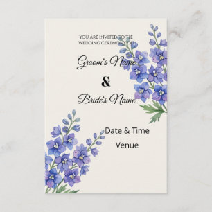 Convite de Casamento Elegante Delphinium Roxo