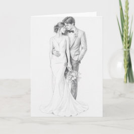 Convite de Casamento Elegante Desenho a Lápis