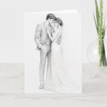 Convite de Casamento Elegante Desenho a Lápis