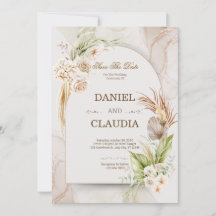 Convite de Casamento Elegante Deserto Chic Pampas