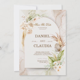 Convite de Casamento Elegante Deserto Chic Pampas 