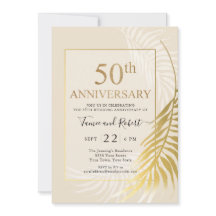 Convite de casamento elegante dourado branco 50º a