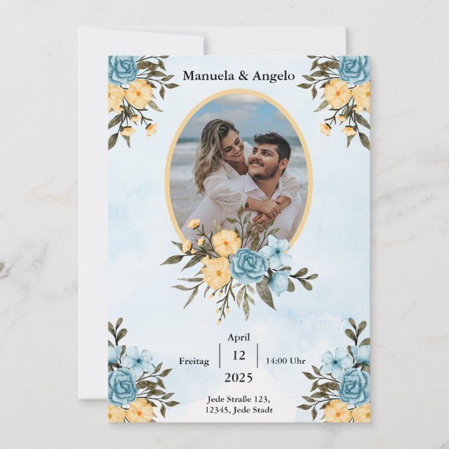 Convite de Casamento Elegante e Personalizável | E (Frente)
