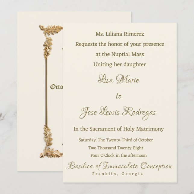 Convite de Casamento Elegante e Sofisticado (Frente/Verso)