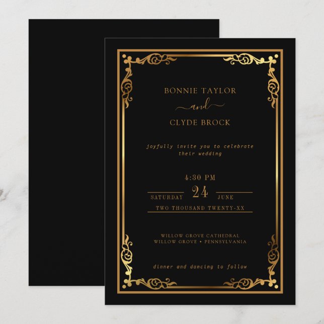 Convite de Casamento Elegante e Sofisticado com To (Frente/Verso)