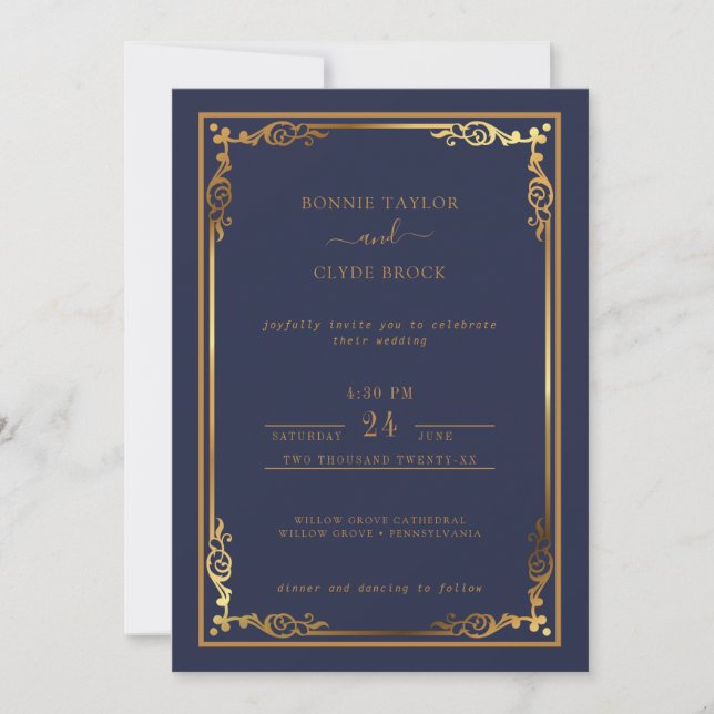 Convite de Casamento Elegante e Sofisticado com To (Frente)
