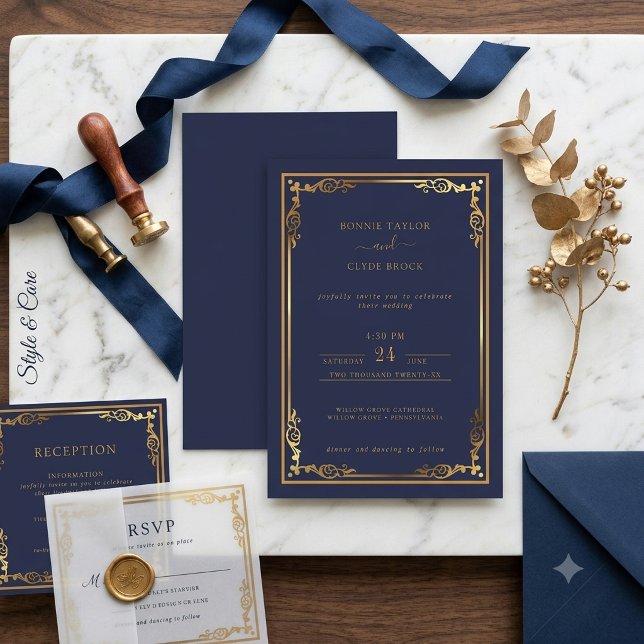 Convite de Casamento Elegante e Sofisticado com To (Gorgeous Stylish Wedding Invite with Elegant Flair)