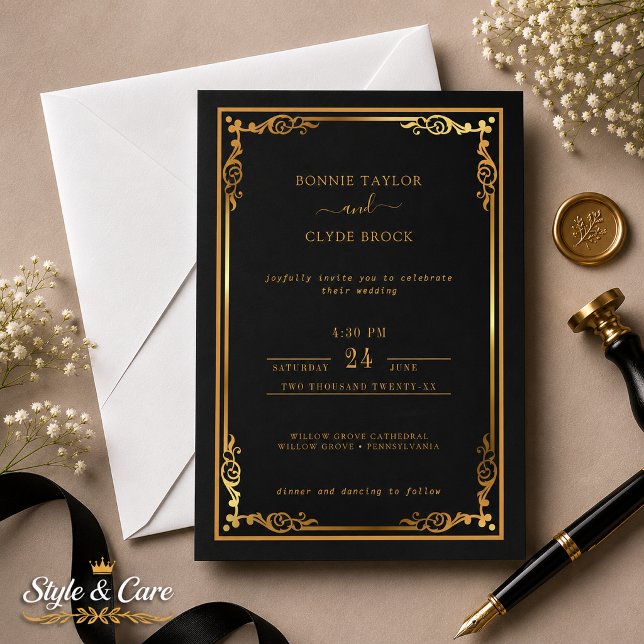 Convite de Casamento Elegante e Sofisticado com To (Gorgeous Stylish Wedding Invite with Elegant Flair)