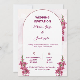 Convite de Casamento Elegante Editável   Flora Mod
