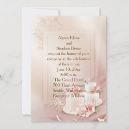 Convite de Casamento Elegante em Dourado e Marfim