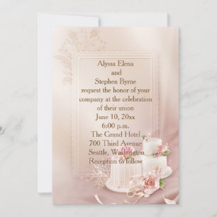 Convite de Casamento Elegante em Dourado e Marfim