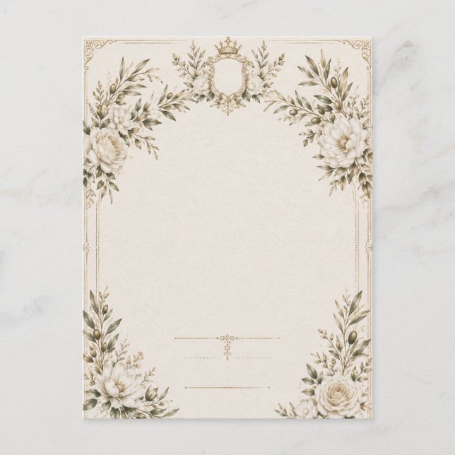 Convite de Casamento Elegante em Marfim com Champa (Frente)