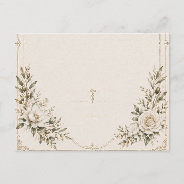 Convite de Casamento Elegante em Marfim com Champa (Frente)