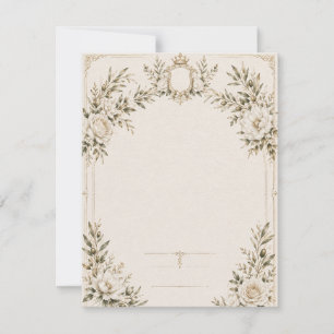 Convite de Casamento Elegante em Marfim com Champa