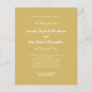 Convite de Casamento Elegante em Ouro Amarelo Chic