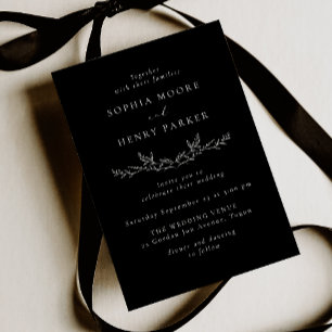 Convite de Casamento Elegante em Preto e Branco co
