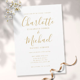 Convite de Casamento Elegante em Script com Assina