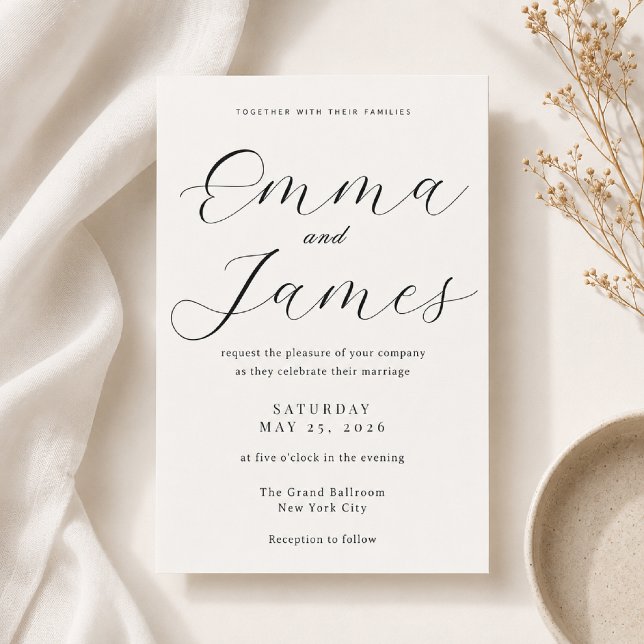 Convite de Casamento Elegante em Script + Serif Ed (Elegant script meets timeless serif for a luxurious wedding invitation.)
