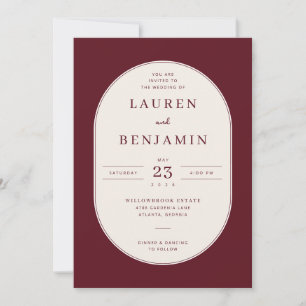 Convite de Casamento Elegante em Serif Marrom