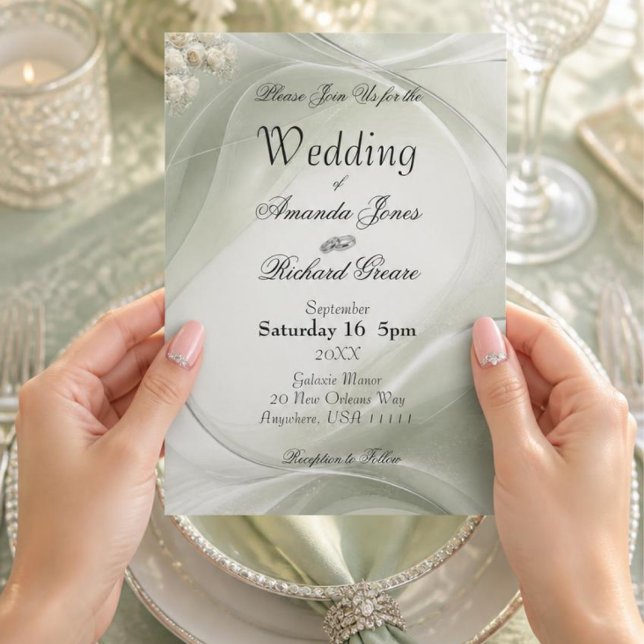 Convite de Casamento Elegante em Verde Sage (Criador carregado)