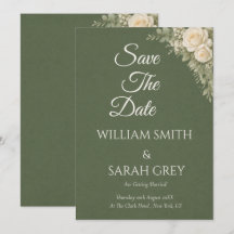 Convite de casamento elegante em verde sage para g